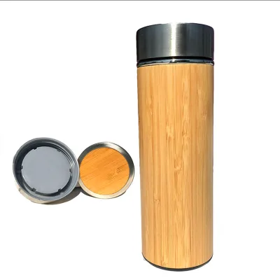 Eco-friendly Natural Bamboo Thermos Vacuum Thermos with Tea Filter Reusable Water Bottle Bamboo Water Bottles