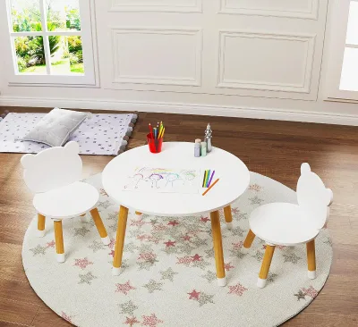 Children's Wooden Table and Chair Set a Children's Game Table with 2 Chairs Suitable for Girls and Boys