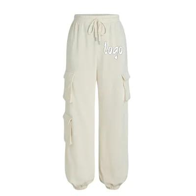Y2k Pants Baggy Customized 100% Cotton Trousers Track Ladies Joggers White Cargo Pants Women