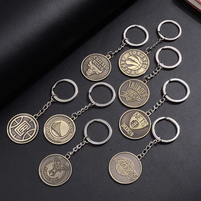 Free Sample Europe's Football Leagues Club Keychain Soccer Club Logo Bronze Keychain
