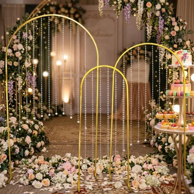 Hot selling gold crystal curtains, arch decorations, wedding party props, backgrounds