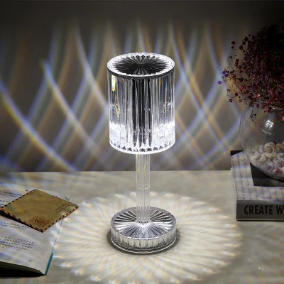 Portable Acrylic Crystal Table Lamp Diamonds Desk Lamp Night Light for Restaurant Bar Bedside Decor