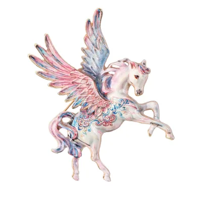 Wholesale Mythical Pegasus Brooch Horse Year Corsage Luxury Imitation Enamel Animal Pegasus Brooch for Men