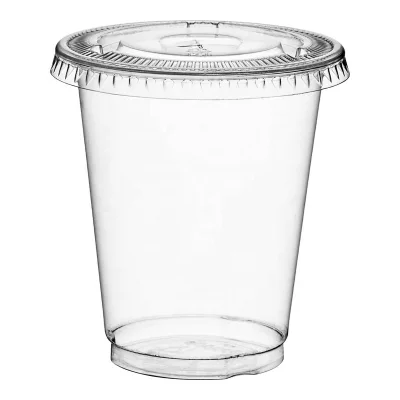 74 mm 7 oz PET Clear Plastic Cup With Flat Lid Disposable Beverage Juice Smoothie Drinking Plastic Cups With Lids
