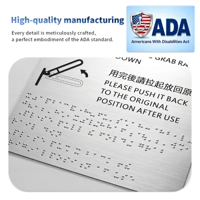 Custom ADA Grade 2 Braille Tactile Signage Waterproof Aluminum Acrylic Raised Letter Plaque for Hotel Office Mall Public Road