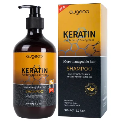 Wholesale Manufacturer Silk Extract Collagen Frizz Control Augeas Keratin Shampoo for Damaged Dry Hair
