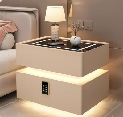 2025New khaki Colors Style lamp wireless charger three color lamp combination lock Bluetooth speaker Smart Nightstand