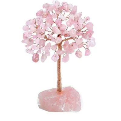 Natural Pink Rose Quartz Amethyst Raw Ore Bottom Christmas Lucky Gift Healing Tree of Life Crystal Crafts