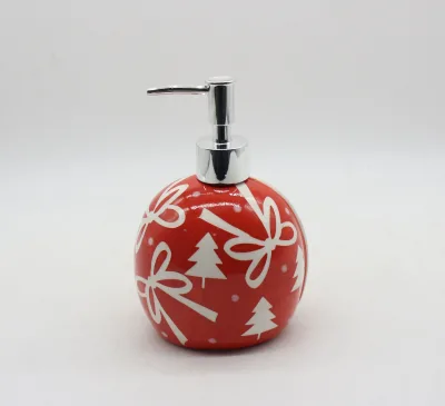 Ceramic Candy Shape Soap Dispenser Christmas-themed Refillable Liquid Lotion Dispenser for Kitchen and Bathroom Sets