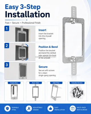 Easy-Install Drywall Mounting Frame for Wall Plates and Low Voltage Devices