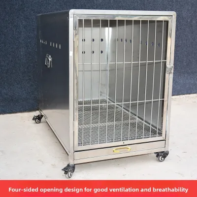 Portable Stainless Steel Dog Cage for Car Travel Air Transport