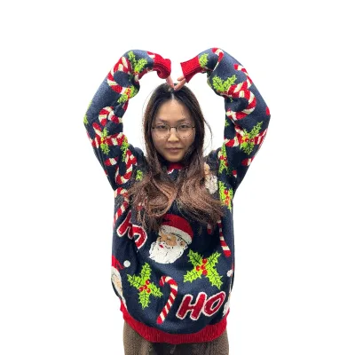 Wholesale Custom Xmas Funny Knitted Ugly Christmas Jumper Sweater Unisex
