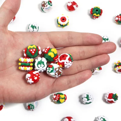 15mm Acrylic Hand Paint Beads Beautiful Snowflake Christmas Tree Kawaii Hand Paint Beads for Pens