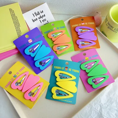 Fashion Candy Color Colored Heart Hair Clips for Girls