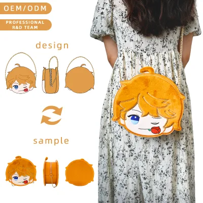 Custom Manufacture Pu Leather Smell Proof Round Doll Shape Kawaii Shoulder Ita Plush Backpack Bag Vegan Leather Bags for Girls