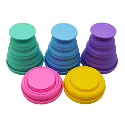 AI-MICH Custom Portable Silicone Folding Cup Tumbler Reusable Travel Mugs Foldable Collapsible Silicone Drinking Coffee Cup
