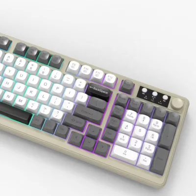 Factory Wholesale OEM Wired RGB Gaming Keyboard Retro Creamy Membrane Keyboard with Multimedia Knob for PC Gamer