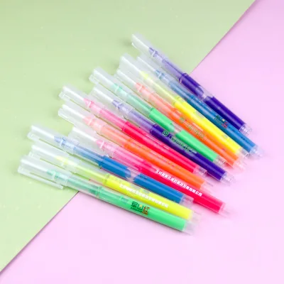 High Quality Pastel Watercolor Dual Tip Highlighter Pen Set Fluorescent Glitter Colouring Pens Good Quality Promotion