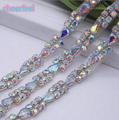 Cheerfill AB Color Crystal Bling Slim Thin Trimming Hot Sale RH-984 Bridal Belt Accessory for Wedding Dresses