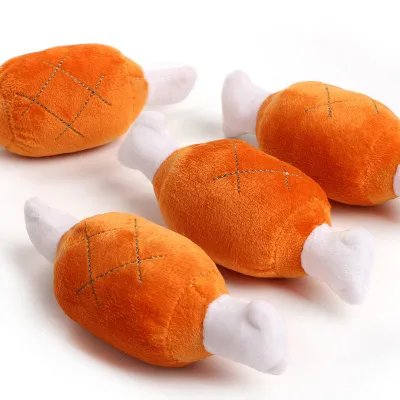 Factory Plush Bone Chicken Legs Teeth Bite Resistant Molar Chew Soft Cotton Pet Toys With Sound Squeaker