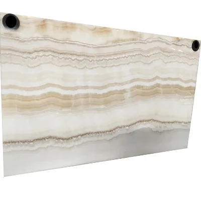 Natural Transparent Backlit River Ivory White Onyx Marble Slabs for Interior Hotel Villa Decoration