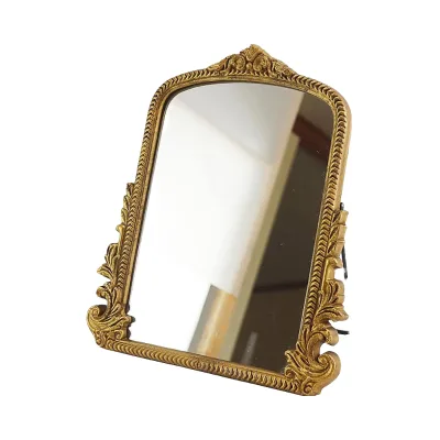 European Antique Wall Decorative Vintage Mirror Handmade French Baroque Art Deco Design Custom Wholesale Resin Aesthetic