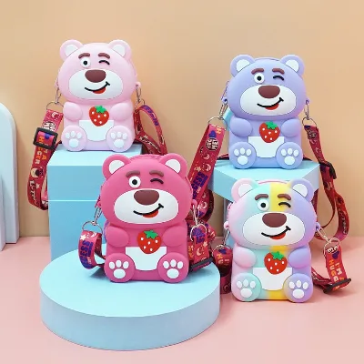 Cartoon Storage and Coin Purse Lots-o'-Huggin'Bear Card Pendant Coin Silicone Cute Anime Children's Shoulder Bag