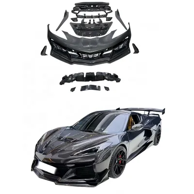 Carbon Fiber Body Kit for Chevrolet Corvette C8 Z06 2020+ Front Bumper Lip Side Skirt Hood Rear Diffuser Spoiler Canards