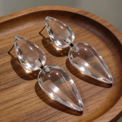 2026 Transparent Water Drop Earrings Fashion Women Design Earrings Personalized Fashion Exaggerated Clear Earrings