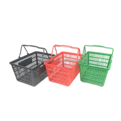 Supermarket Portable Shopping Baskets with Wheels Customized Thickened Plastic Storage Basket Convenience Store Snack Shop