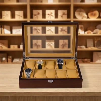 Wholesale Custom Large Capacity Handmade Rectangle Wooden Box Lock Laser Collecting Displaying High-end Gift Packaging