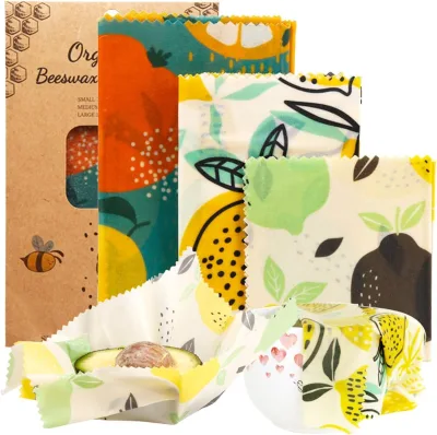 Hot Sale Biodegradable Reusable Eco Custom Printed Food Grade Vegan Beeswax Wrap Cloth for Food