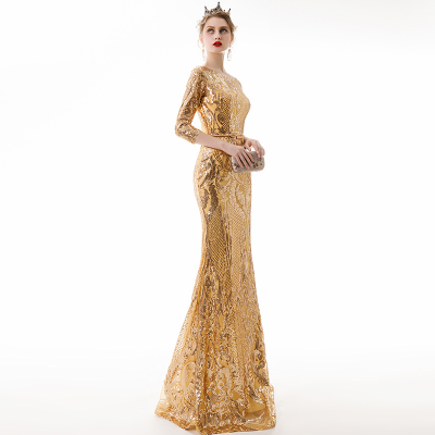 Appliques Floral Sequined Prom Dress A-line Women Evening Prom Dresses
