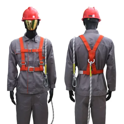 2m National Standard Double Back Full Body Safety Belt Half-Body Double Hook Buffer Made High Quality Polyester Nylon for Tool