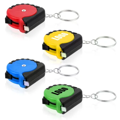 Promotion Customized Mini Tape Measure Keychain Portable 1M Tape Measure Advertising Gift with Custom logo