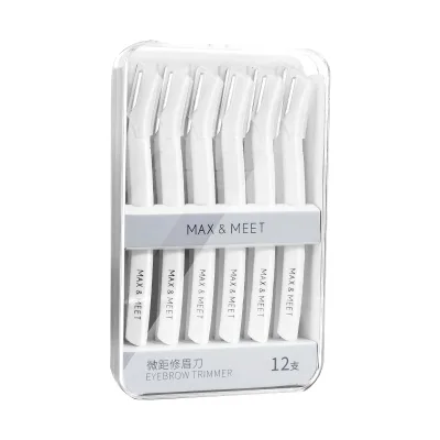 New High Cost Performance Kits Face Hair Remover Trimmer White 12 Pcs Eyebrow Razor Set With Storage Box