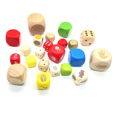 Wholesale Custom-made Various Wooden Dice with Color UV Printing, Laser and Inkjet Heat Stamping in Multiple Styles