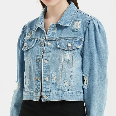 CC-  C12  Denim Jacket Blue Short Jeans Coats for Ladies Men Thrifting Online Used Clothing Wholesale