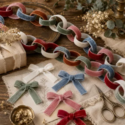 Color Custom Ribbon Hot Selling High Quality Bouquet Velvet Ribbon Durable Stylish Hair Accessory 10mm Raw Edge Packaging Ribbon