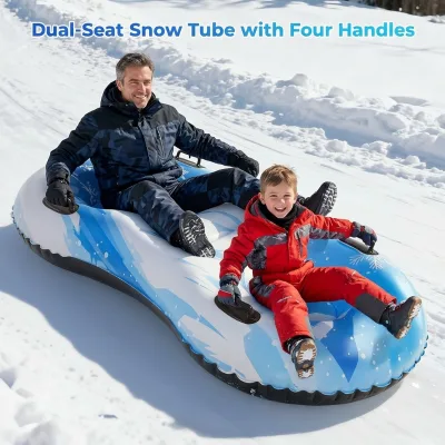 Double Inflatable Snow Tube Thick & Wear-resistant PVC Ski Ring