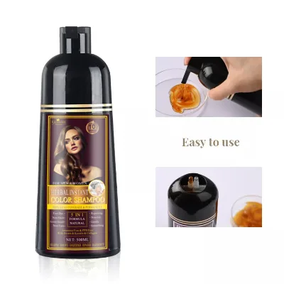Good Quality Color Henna Non-Allergic Black Double Materials Sachet Packing Dye Hair with Shampoo 500ml Semi-Permanent Cream