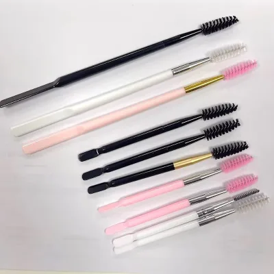 Portable Double-Ended Eyebrow Spiral Mascara Brush Single Piece Beauty Tool Synthetic Hair Material for EYelash/Eyebrow Use