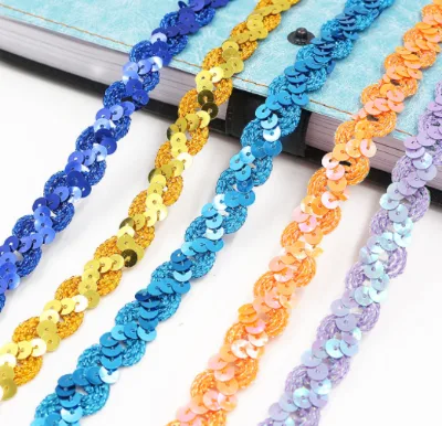 1.5CM Wide Wave Sequins Strip Beads With Performance Clothing Sequins Lace for Sequin Dress
