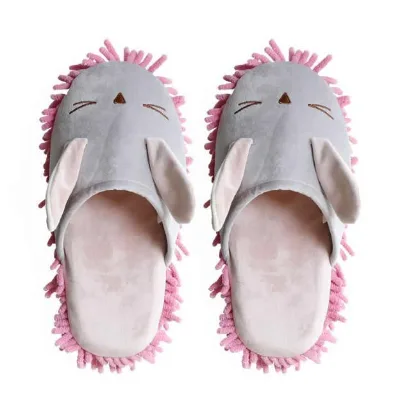 HC Unisex Comfortable 3D Soft Rabbit Animal Print Anti-Slippery Cotton Lining Chenille Outsole Closed Toe Winter Men Women's