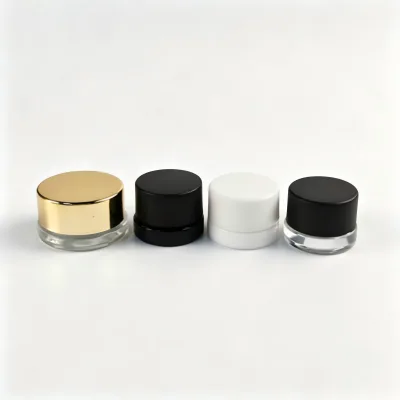 Factory Direct Child Resistant Glass Jar 5ml 9ml Face Cream Container with Black Gold Plastic Lid