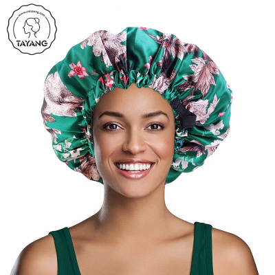 Wholesale Double Layer African Printed Reversible Adjustable Buckle Jumbo Women Satin Bonnet