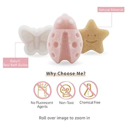 Konjac Baby Sponge for Bathing Cute Shapes Natural Kids Bath Sponges for Infants