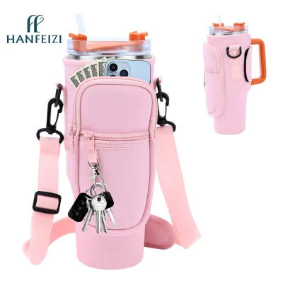 HANFEIZI 40oz Tumbler Accessories Carrier Bag Water Kettle Cover Neoprene Cloth Phone Pocket With Zipper Pocket Pouch