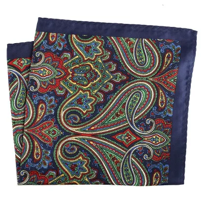 Wholesale Mens Hand Printing 100% Polyester Satin Pocket Squares