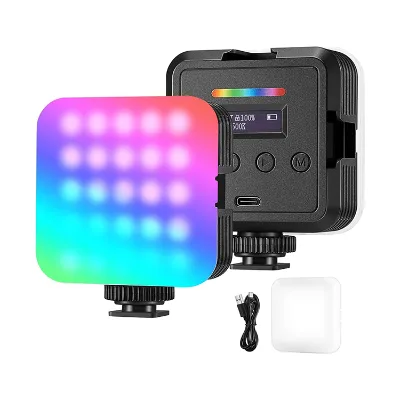 NEEWER Magnetic RGB Video Light Full Color RGB61 LED Camera Light with 3 Cold Shoe Mounts Small Panel Light